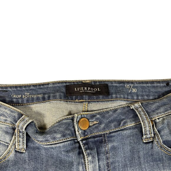 Liverpool Blue Distressed the Crop Boyfriend Women's Jeans Size 10 LM5066TT - Picture 4 of 11